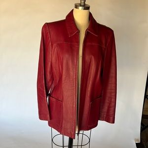 ALFANI Red Leather blazer. Size Medium